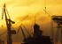 Sonnenuntergang �ber dem Hamburger Hafen.